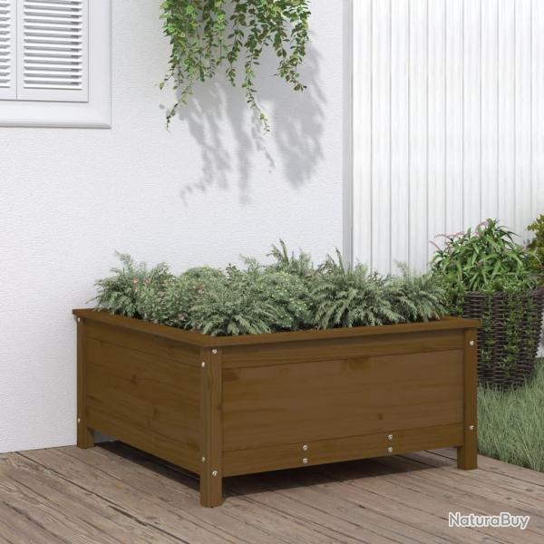 Jardinire marron miel 82,5x82,5x39 cm bois massif de pin alsavelo