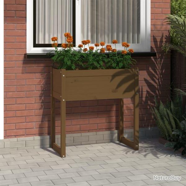 Jardinire Marron miel 78x40x81 cm Bois massif de pin alsavelo