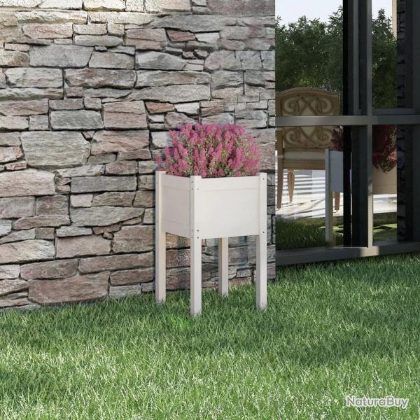 Jardinire d'extrieur Blanc 40x40x70 cm Bois de pin massif alsavelo
