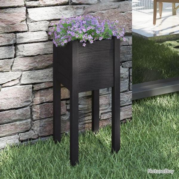 Jardinire d'extrieur Noir 31x31x70 cm Bois de pin massif alsavelo