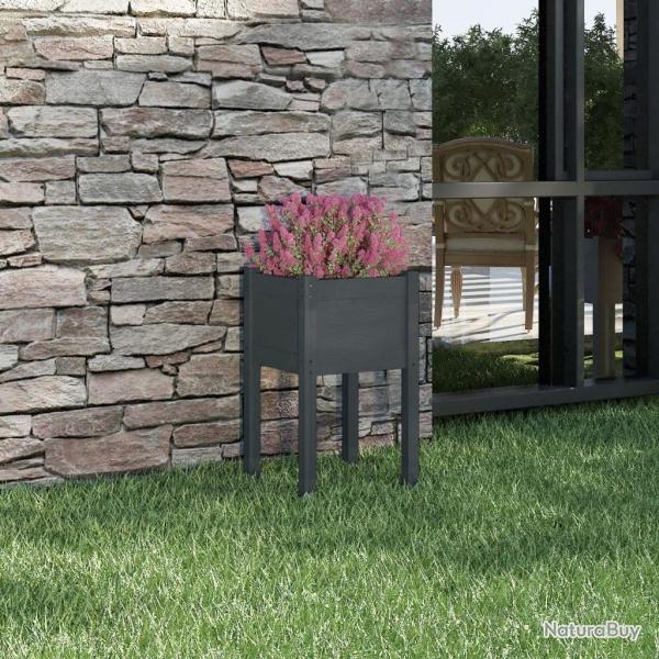 Jardinire d'extrieur Gris 40x40x70 cm Bois de pin massif alsavelo