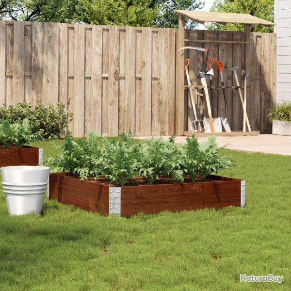 Jardinire marron 100x100 cm bois massif de pin alsavelo
