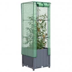 Jardinière surélevée avec housse aspect rotin 40x40x139 cm alsavelo