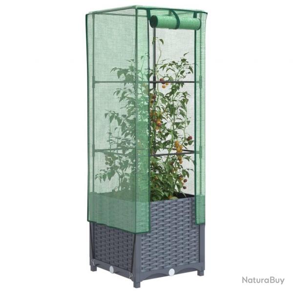 Jardinire surleve avec housse aspect rotin 40x40x139 cm alsavelo
