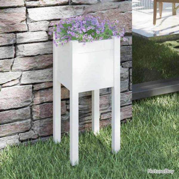 Jardinire d'extrieur Blanc 31x31x70 cm Bois de pin massif