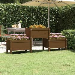 Jardinière Marron miel 178,5x44x75 cm Bois massif de pin alsavelo