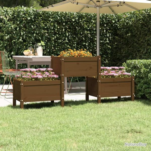 Jardinire Marron miel 178,5x44x75 cm Bois massif de pin alsavelo
