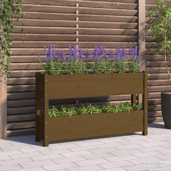 Jardinire Marron miel 112x25x66 cm Bois massif de pin alsavelo