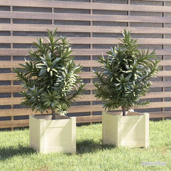 Jardinires 2 pcs Blanc 31x31x31 cm Bois de pin massif alsavelo