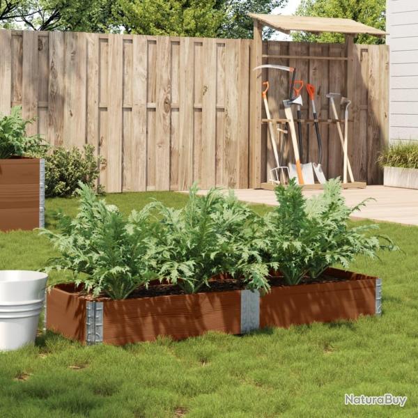 Jardinire marron 150x50 cm bois massif de pin alsavelo