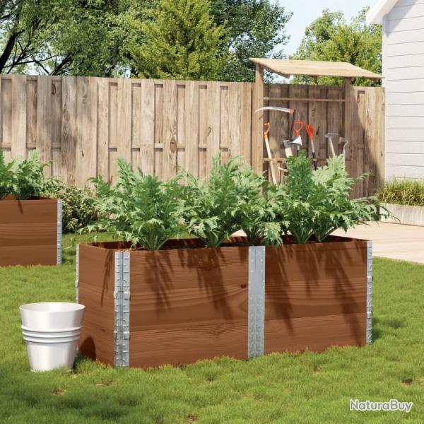 Jardinire marron 150x50 cm bois massif de pin alsavelo