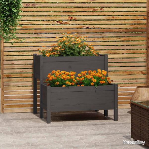 Jardinire Gris 84,5x84x75 cm Bois massif de pin alsavelo