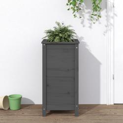 Jardinière gris 40x40x78 cm bois massif de pin alsavelo