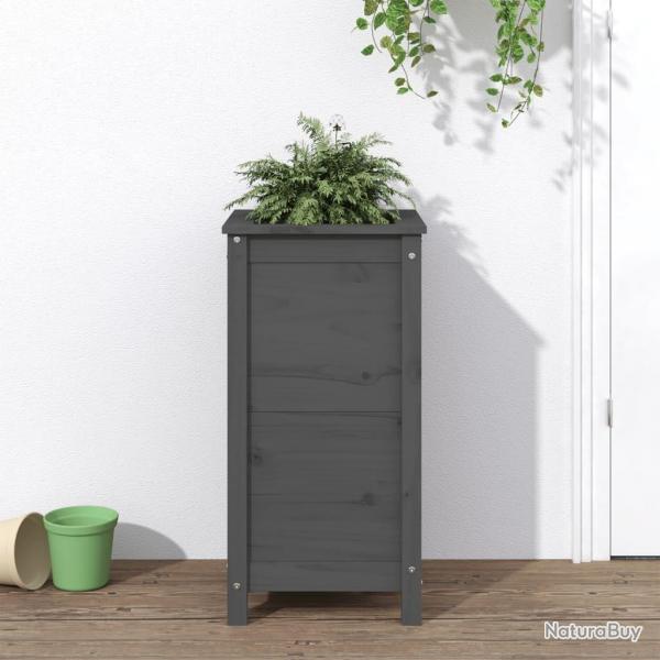 Jardinire gris 40x40x78 cm bois massif de pin alsavelo