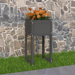 Jardinière Gris 40x40x81 cm Bois massif de pin alsavelo