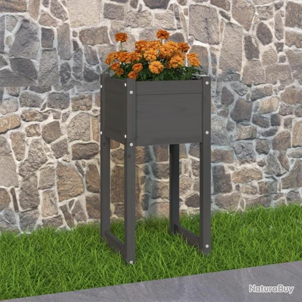 Jardinire Gris 40x40x81 cm Bois massif de pin alsavelo
