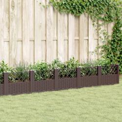 Jardinière avec piquets marron 363,5x43,5x43,5 cm PP alsavelo