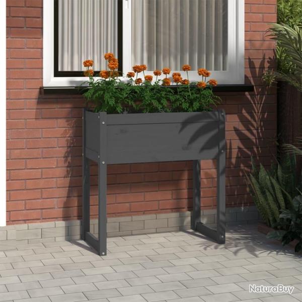 Jardinire Gris 78x40x81 cm Bois massif de pin alsavelo