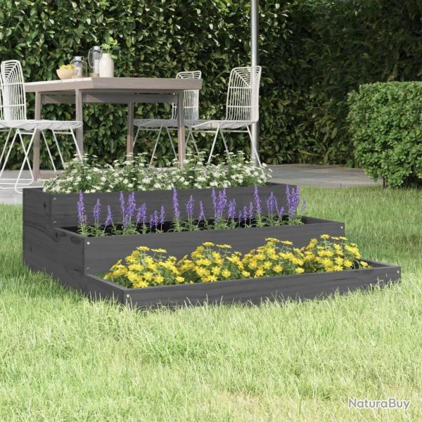 Jardinire Gris 78x78x27 cm Bois massif de pin alsavelo