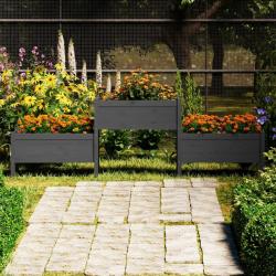 Jardinière Gris 245,5x44x75 cm Bois massif de pin alsavelo