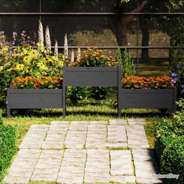 Jardinire Gris 245,5x44x75 cm Bois massif de pin alsavelo