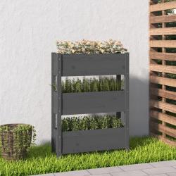 Jardinière Gris 77x25x104,5 cm Bois massif de pin alsavelo