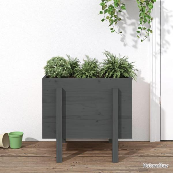 Jardinire gris 62x50x57 cm bois massif de pin alsavelo