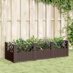 Jardinière avec piquets marron 123,5x43,5x43,5 cm PP alsavelo