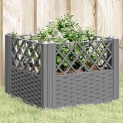 Jardinière avec piquets gris clair 43,5x43,5x43,5 cm PP alsavelo