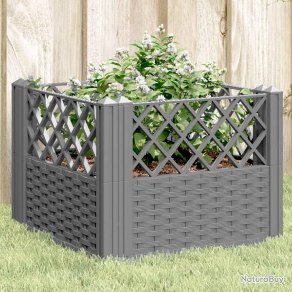 Jardinire avec piquets gris clair 43,5x43,5x43,5 cm PP alsavelo