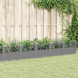 Jardinière avec piquets gris clair 363,5x43,5x43,5 cm PP alsavelo