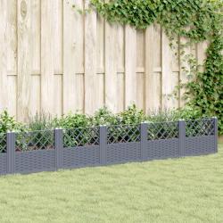 Jardinière avec piquets bleu gris 363,5x43,5x43,5 cm PP alsavelo