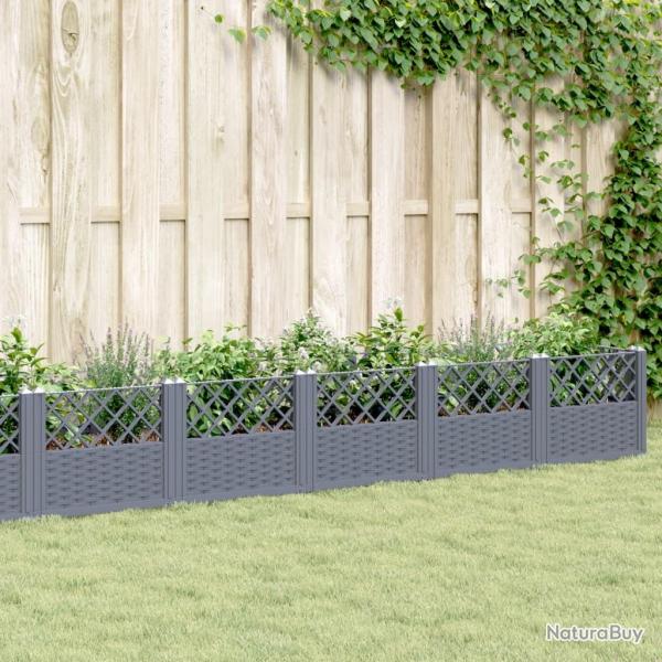 Jardinire avec piquets bleu gris 363,5x43,5x43,5 cm PP alsavelo