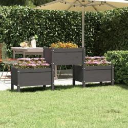 Jardinière Gris 178,5x44x75 cm Bois massif de pin alsavelo
