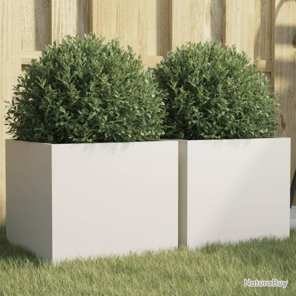 Jardinires 2 pcs blanc 32x30x29 cm acier alsavelo