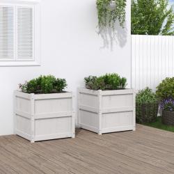 Jardinières 2 pcs blanc bois de pin massif alsavelo