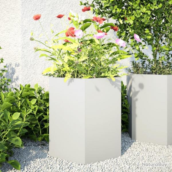 Jardinires 2 pcs blanc hexagone 46x40x45 cm acier alsavelo