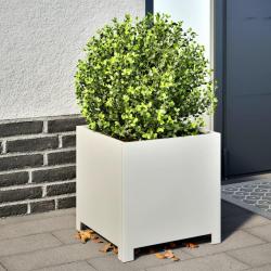 Jardinières 2 pcs blanc 40x40x40 cm acier alsavelo