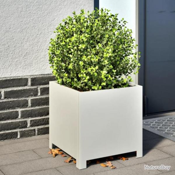 Jardinires 2 pcs blanc 40x40x40 cm acier