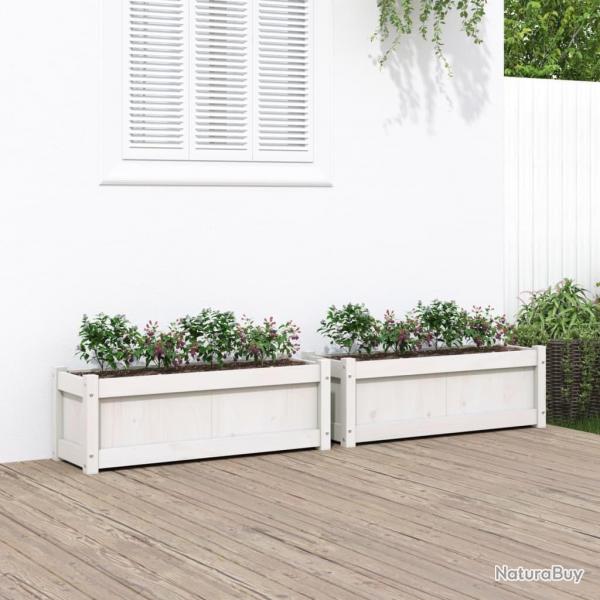 Jardinires 2 pcs blanc bois de pin massif alsavelo