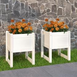 Jardinières 2 pcs Blanc 40x40x52,5 cm Bois massif de pin alsavelo