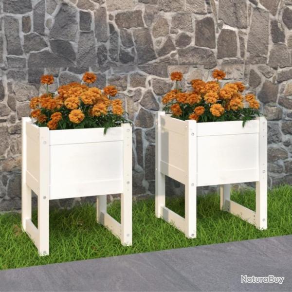 Jardinires 2 pcs Blanc 40x40x52,5 cm Bois massif de pin