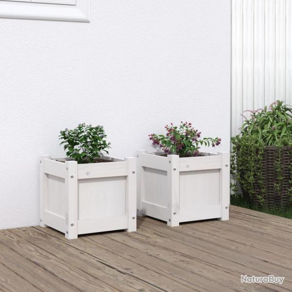 Jardinires 2 pcs blanc bois de pin massif alsavelo