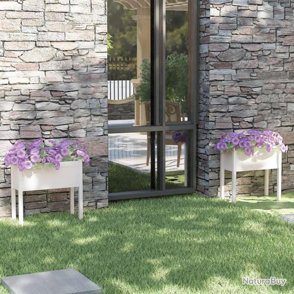 Jardinires 2 pcs Blanc 70x31x70 cm Bois de pin massif alsavelo