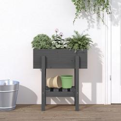 Jardinière gris 62x30x69 cm bois massif de pin alsavelo