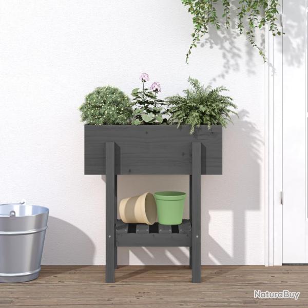 Jardinire gris 62x30x69 cm bois massif de pin alsavelo