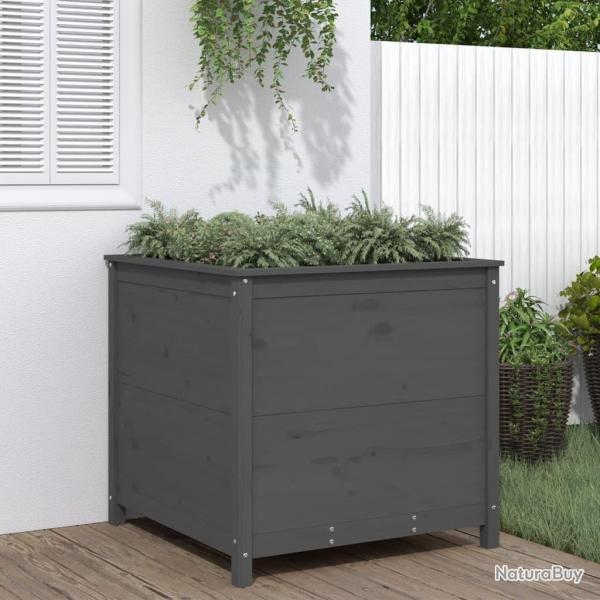 Jardinire gris 82,5x82,5x78 cm bois massif de pin alsavelo