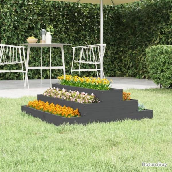 Jardinire Gris 80x80x27 cm Bois massif de pin