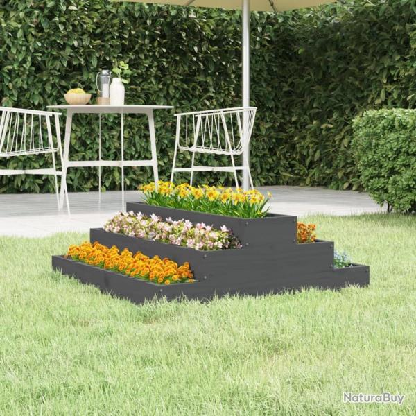 Jardinire Gris 80x80x27 cm Bois massif de pin alsavelo