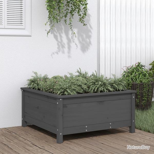 Jardinire gris 82,5x82,5x39 cm bois massif de pin alsavelo